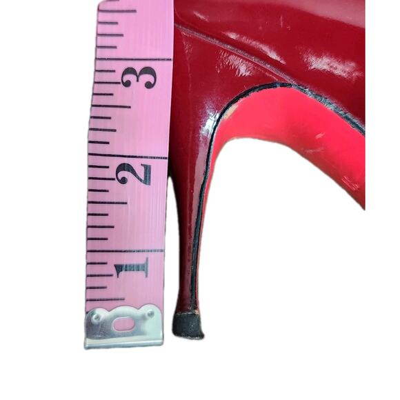 Christian Louboutin Yoyo red Patent Peep Toe Stiletto Pumps Size 39 No Box - Picture 9 of 10